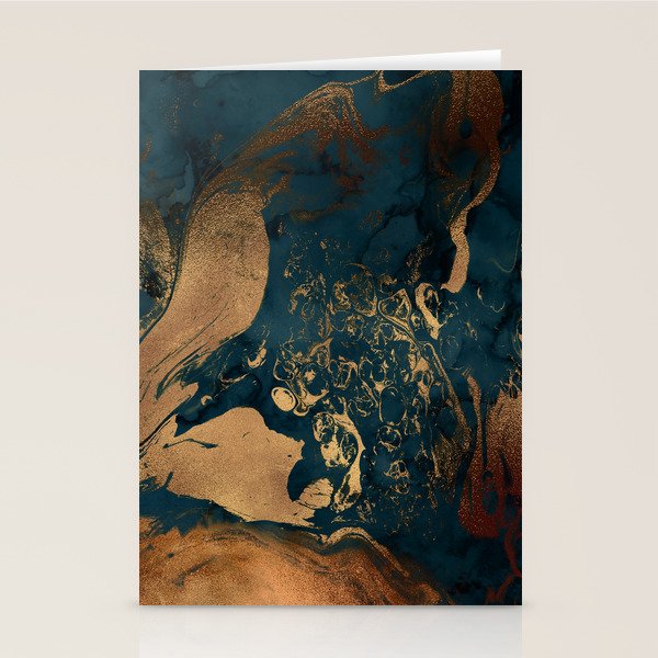 Emerald Indigo And Copper Glamour Marble Stationery Card Gallery Image 2