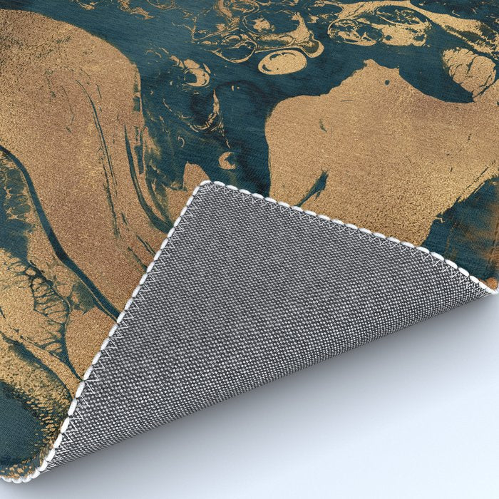 Emerald Indigo And Copper Glamour Marble Rug Gallery Image 4