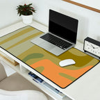 Mid Century Modern Kwaito Abstract Pattern in Vintage Olive Green and Cantaloupe Orange Desk Mat Gallery Image 2