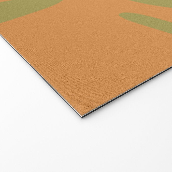 Mid Century Modern Kwaito Abstract Pattern in Vintage Olive Green and Cantaloupe Orange Welcome Mat Gallery Image 2