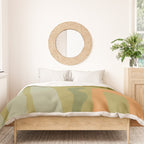 Mid Century Modern Kwaito Abstract Pattern in Vintage Olive Green and Cantaloupe Orange Duvet Cover Gallery Image 3