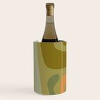 Mid Century Modern Kwaito Abstract Pattern in Vintage Olive Green and Cantaloupe Orange Wine Chiller Gallery Image 1
