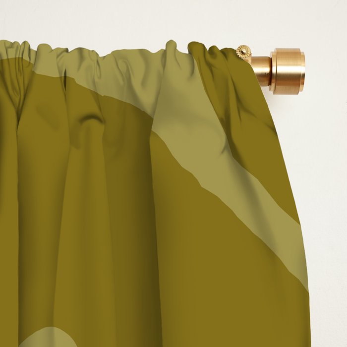 Mid Century Modern Kwaito Abstract Pattern in Vintage Olive Green and Cantaloupe Orange Window Curtain Gallery Image 2