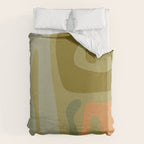 Mid Century Modern Kwaito Abstract Pattern in Vintage Olive Green and Cantaloupe Orange Duvet Cover Gallery Image 6