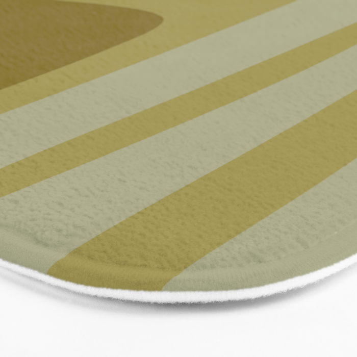Mid Century Modern Kwaito Abstract Pattern in Vintage Olive Green and Cantaloupe Orange Bath Mat Gallery Image 3