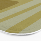 Mid Century Modern Kwaito Abstract Pattern in Vintage Olive Green and Cantaloupe Orange Bath Mat Gallery Image 3