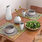 Mid Century Modern Kwaito Abstract Pattern in Vintage Olive Green and Cantaloupe Orange Placemat Gallery Image 2