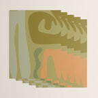 Mid Century Modern Kwaito Abstract Pattern in Vintage Olive Green and Cantaloupe Orange Wrapping Paper Gallery Image 3