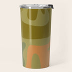 Mid Century Modern Kwaito Abstract Pattern in Vintage Olive Green and Cantaloupe Orange Travel Mug Gallery Image 2