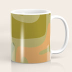 Mid Century Modern Kwaito Abstract Pattern in Vintage Olive Green and Cantaloupe Orange Coffee Mug Gallery Image 1