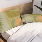 Mid Century Modern Kwaito Abstract Pattern in Vintage Olive Green and Cantaloupe Orange Pillow Sham Gallery Image 2