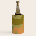 Mid Century Modern Kwaito Abstract Pattern in Vintage Olive Green and Cantaloupe Orange Wine Chiller Gallery Image 3