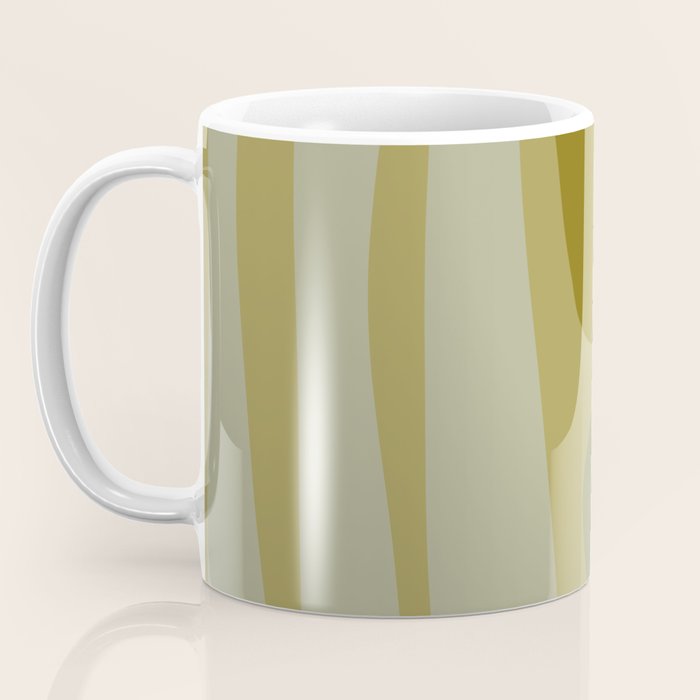 Mid Century Modern Kwaito Abstract Pattern in Vintage Olive Green and Cantaloupe Orange Coffee Mug Gallery Image 3