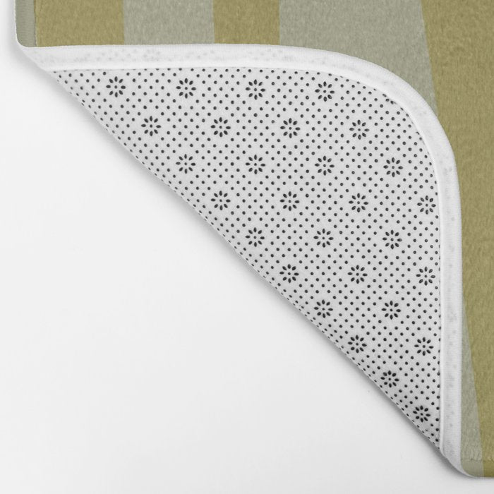 Mid Century Modern Kwaito Abstract Pattern in Vintage Olive Green and Cantaloupe Orange Bath Mat Gallery Image 2
