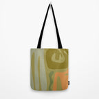 Mid Century Modern Kwaito Abstract Pattern in Vintage Olive Green and Cantaloupe Orange Tote Bag Gallery Image 2