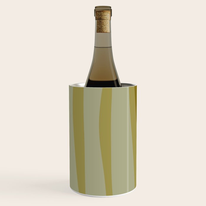 Mid Century Modern Kwaito Abstract Pattern in Vintage Olive Green and Cantaloupe Orange Wine Chiller Gallery Image 2