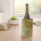 Mid Century Modern Kwaito Abstract Pattern in Vintage Olive Green and Cantaloupe Orange Wine Chiller Gallery Image 4