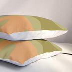 Mid Century Modern Kwaito Abstract Pattern in Vintage Olive Green and Cantaloupe Orange Pillow Sham Gallery Image 3