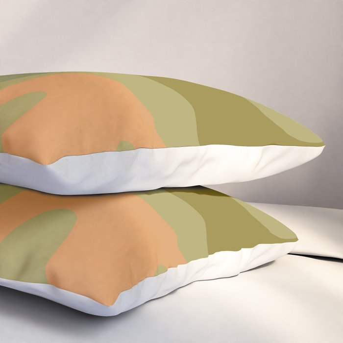 Mid Century Modern Kwaito Abstract Pattern in Vintage Olive Green and Cantaloupe Orange Pillow Sham Gallery Image 3