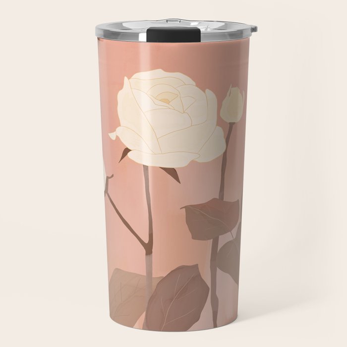 White and Red Roses Travel Mug Gallery Image 1