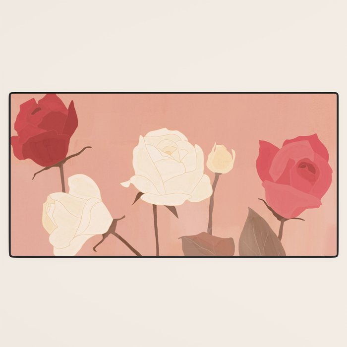 White and Red Roses Desk Mat Gallery Image 3