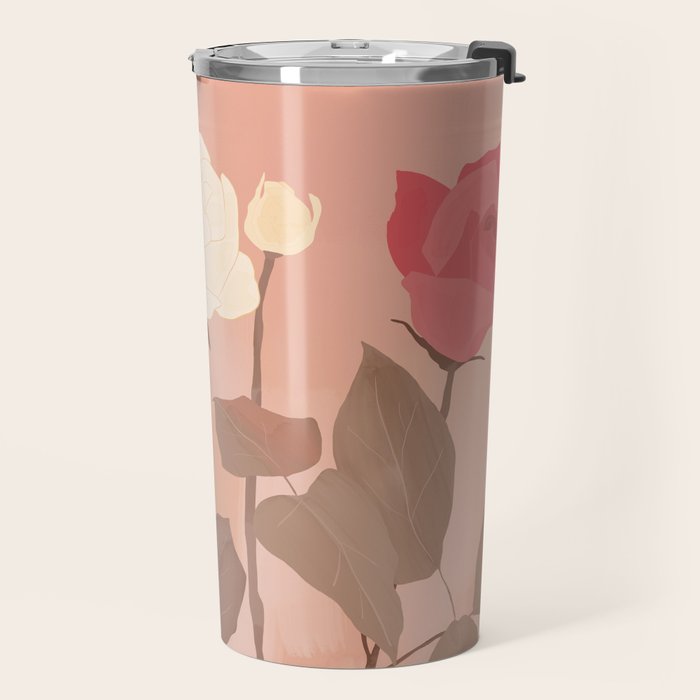 White and Red Roses Travel Mug Gallery Image 2