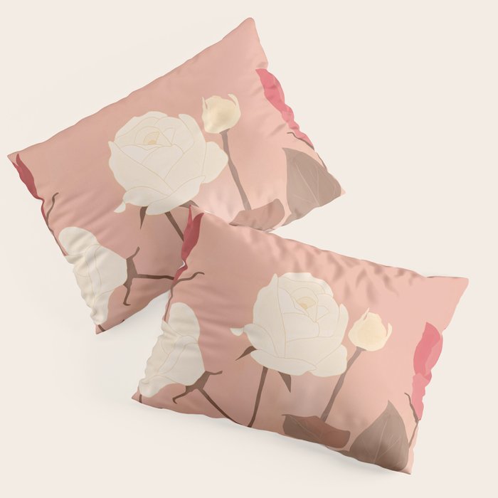 White and Red Roses Pillow Sham Gallery Image 1