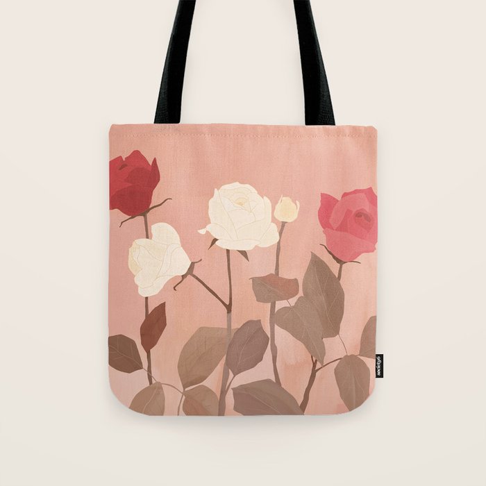 White and Red Roses Tote Bag Gallery Image 1