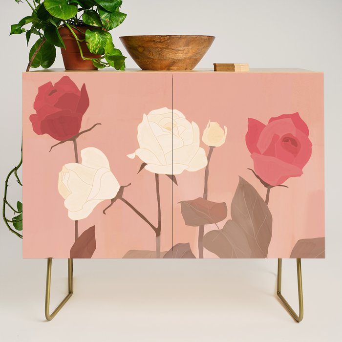 White and Red Roses Credenza Gallery Image 1