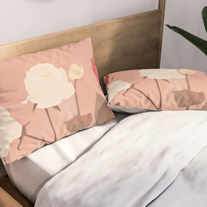 White and Red Roses Pillow Sham Gallery Image 2