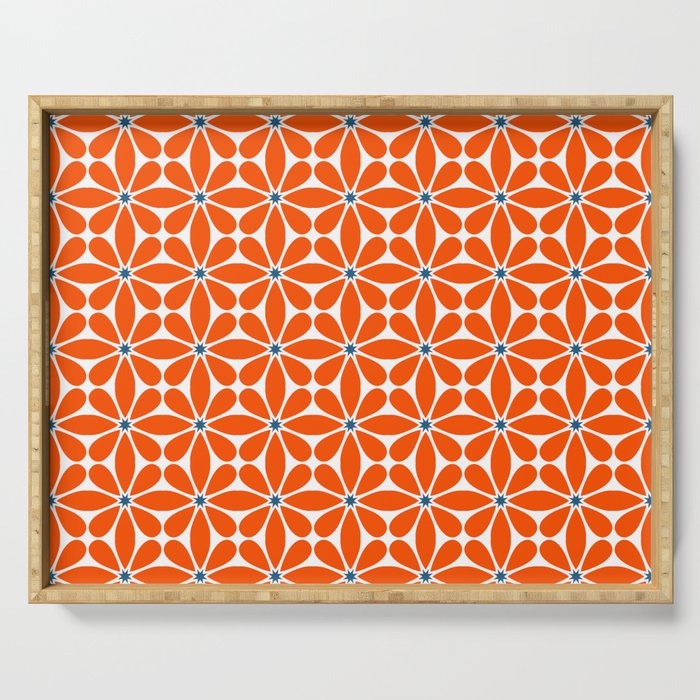 Bold Orange Floral Repeat Pattern Serving Tray Gallery Image 1