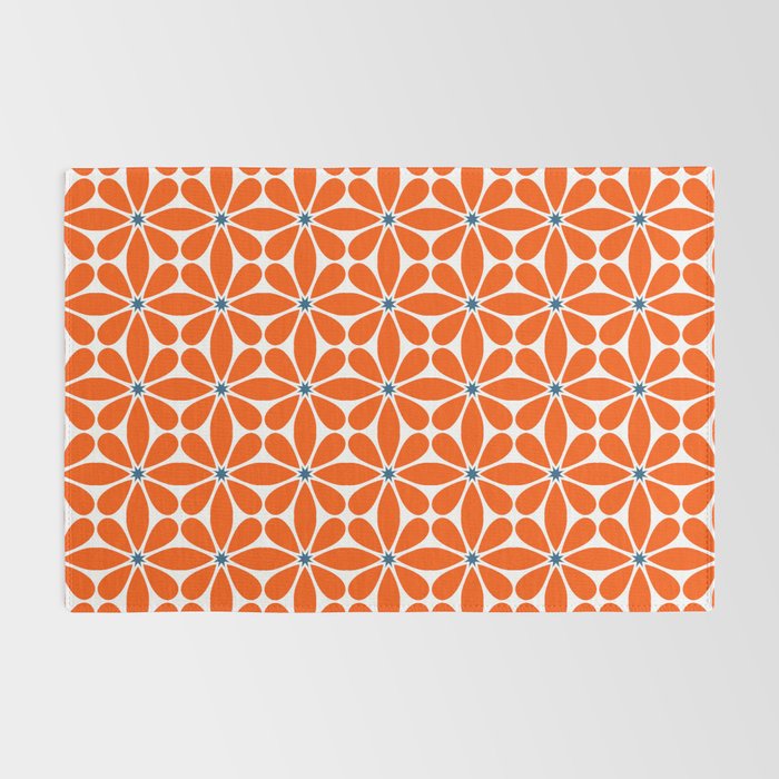 Bold Orange Floral Repeat Pattern Rug Gallery Image 2