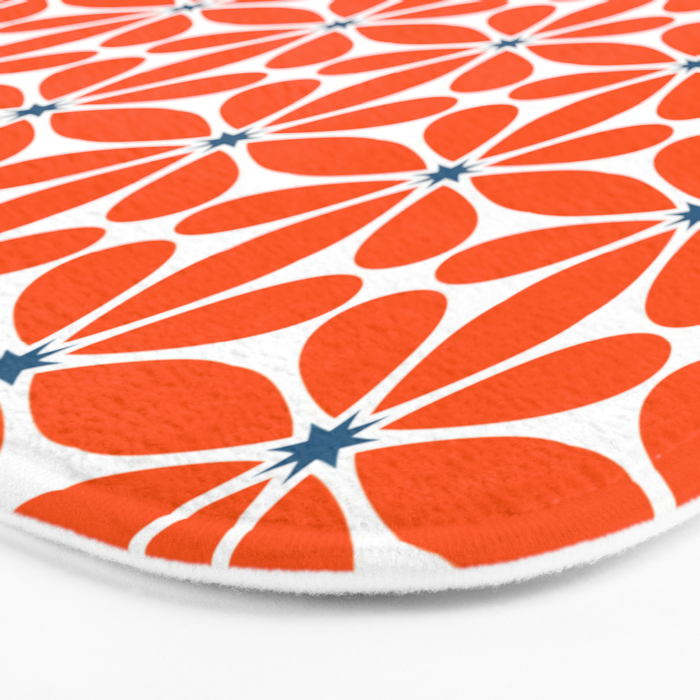 Bold Orange Floral Repeat Pattern Bath Mat Gallery Image 3