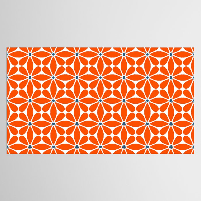 Bold Orange Floral Repeat Pattern Tablecloth Gallery Image 2
