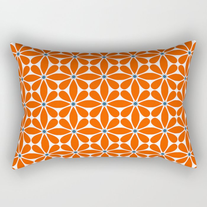 Bold Orange Floral Repeat Pattern Rectangular Pillow Gallery Image 2