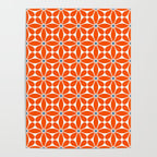 Bold Orange Floral Repeat Pattern Poster Gallery Image 4