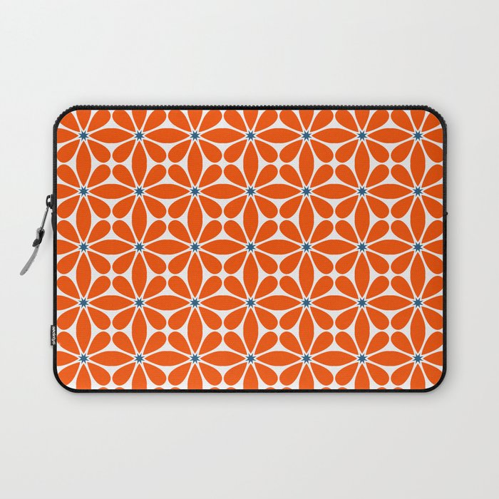 Bold Orange Floral Repeat Pattern Laptop Sleeve Gallery Image 1