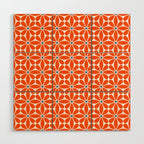 Bold Orange Floral Repeat Pattern Wood Wall Art Gallery Image 1