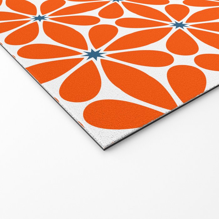 Bold Orange Floral Repeat Pattern Welcome Mat Gallery Image 2