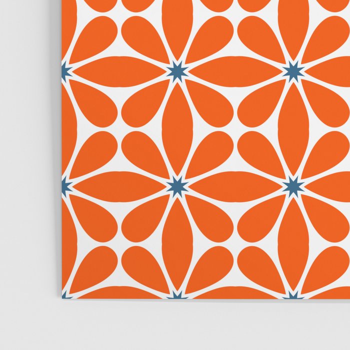 Bold Orange Floral Repeat Pattern Poster Gallery Image 3
