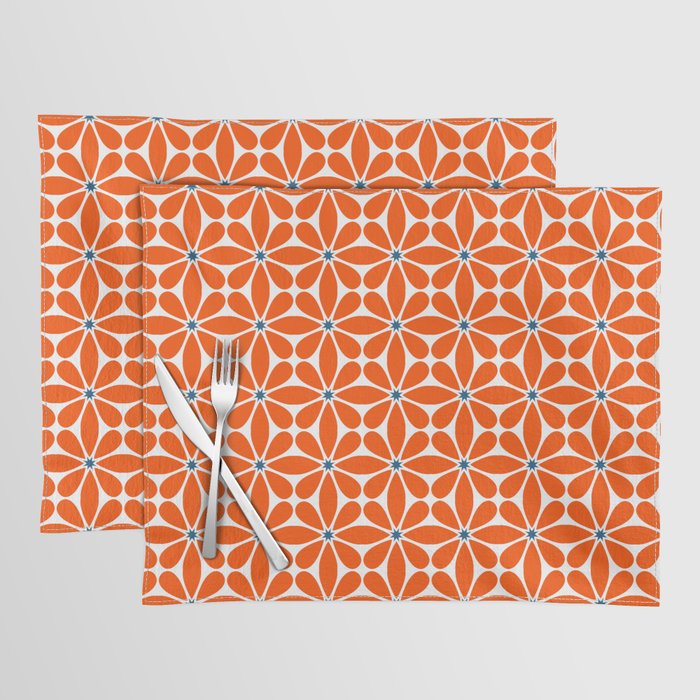 Bold Orange Floral Repeat Pattern Placemat Gallery Image 1