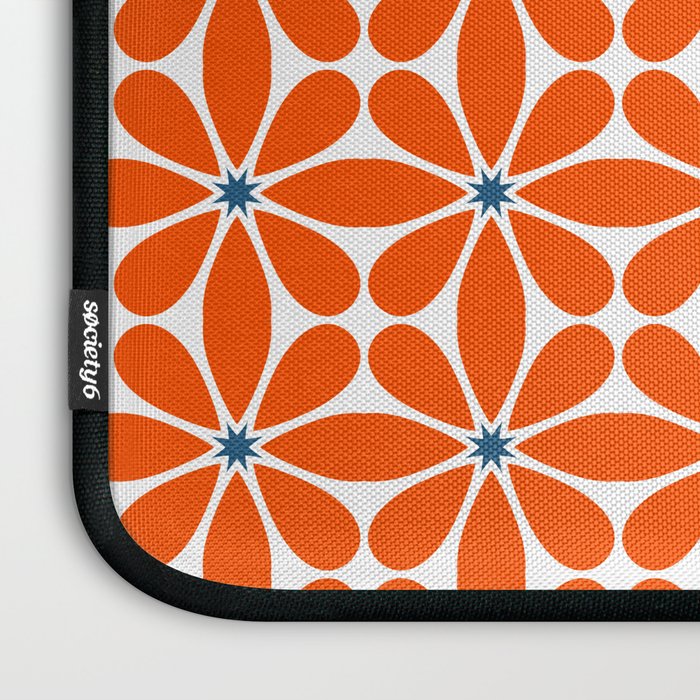 Bold Orange Floral Repeat Pattern Laptop Sleeve Gallery Image 3