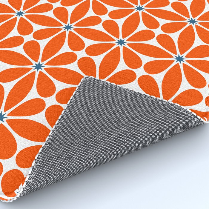 Bold Orange Floral Repeat Pattern Rug Gallery Image 4