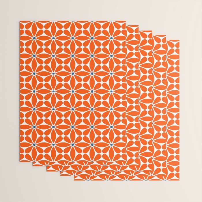 Bold Orange Floral Repeat Pattern Wrapping Paper Gallery Image 3