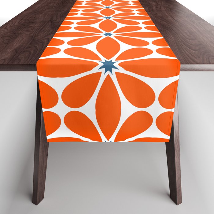 Bold Orange Floral Repeat Pattern Table Runner Gallery Image 1