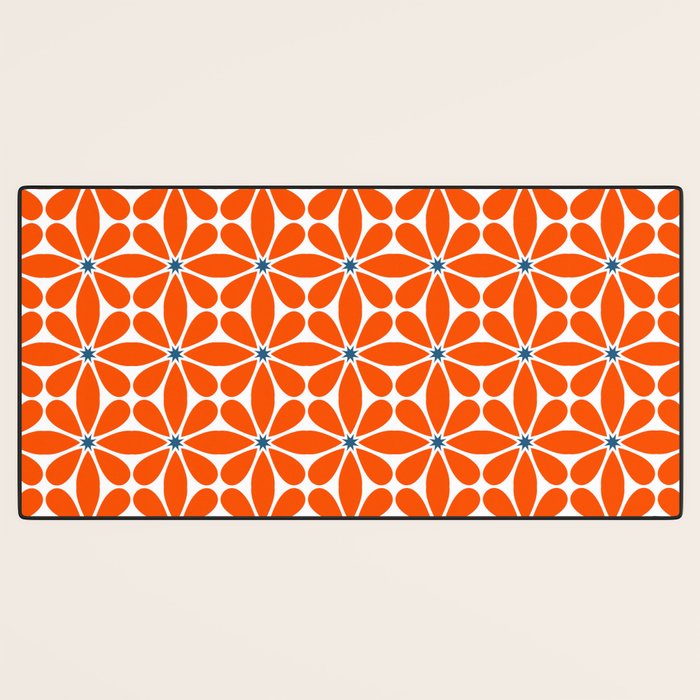 Bold Orange Floral Repeat Pattern Desk Mat Gallery Image 3