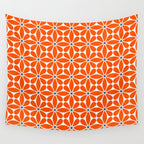 Bold Orange Floral Repeat Pattern Wall Tapestry Gallery Image 4