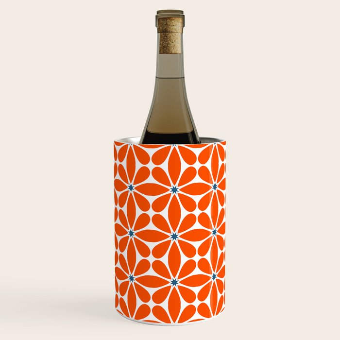 Bold Orange Floral Repeat Pattern Wine Chiller Gallery Image 3