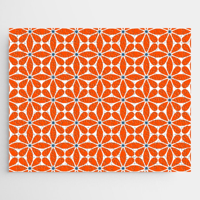 Bold Orange Floral Repeat Pattern Jigsaw Puzzle Gallery Image 1