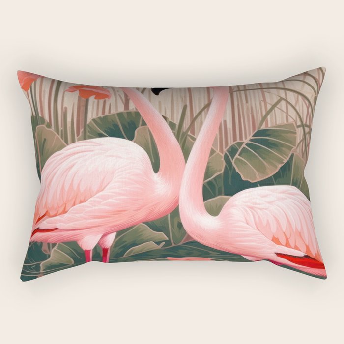 Pink Flamingo Pair In The Bloom Rectangular Pillow Gallery Image 2